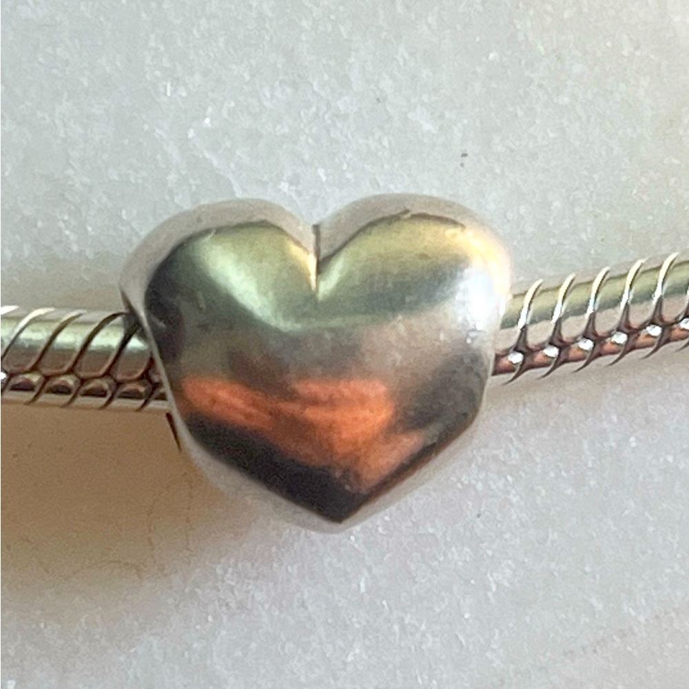 Pandora heart bead, authentic, sterling silver